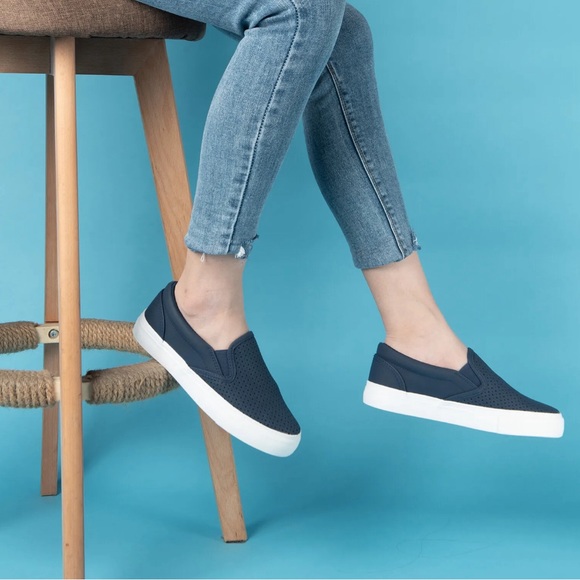 Shoes - Daily shoes Womens Fashion Slip On Sneakers Perforated Flat Memory Foam Comfort